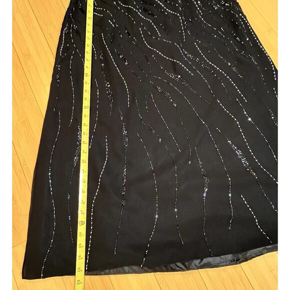 Caterina Black Spaghetti Straps Beaded Prom Gown,Teddi Black Velvet Jacket Sz 10 - Picture 4 of 10